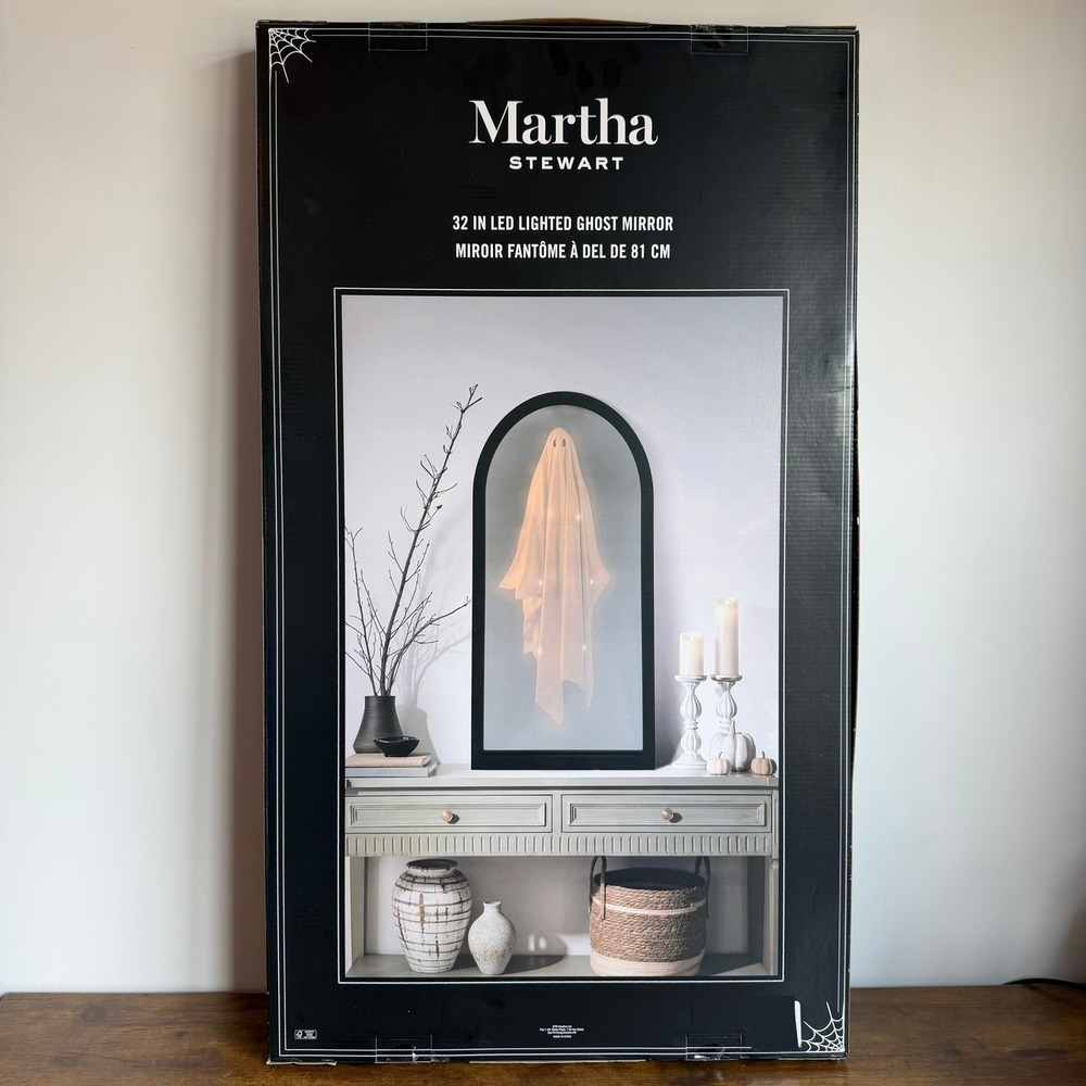New Martha Stewart 32 in LED Lighted Ghost Mirror Viral Halloween Decoration